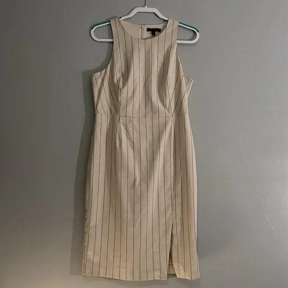 white christmas dresses Pinstripe Organza Mixed Media Khaki Shirtdress main image 0